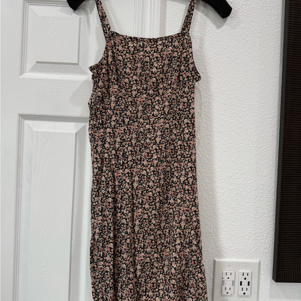 Floral Spaghetti Strap Maxi Dress in Black and Blush
